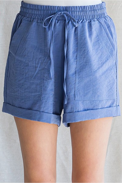 Textured-solid shorts with a drawst...